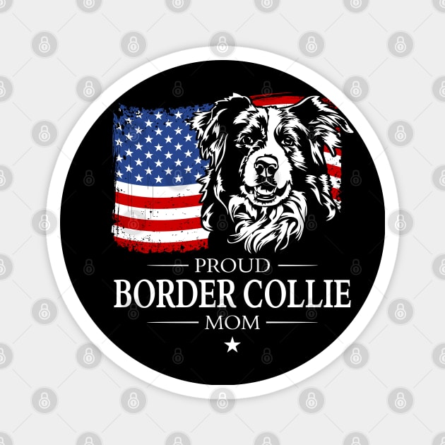 Proud Border Collie Mom American Flag patriotic dog Magnet by wilsigns
